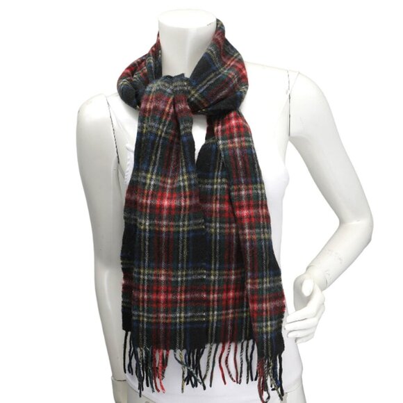 Ballantrae Lambswool Plaid Scarf Scotland Black Red Tartan Plaid Edinburgh Wool - Picture 2 of 5